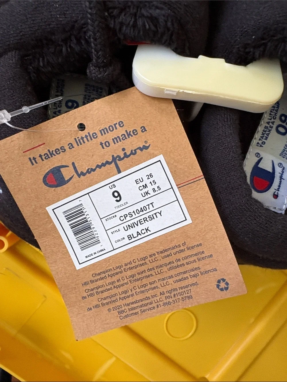 Champion Baby Black Slip-On Shoes with Blue & Red Logo